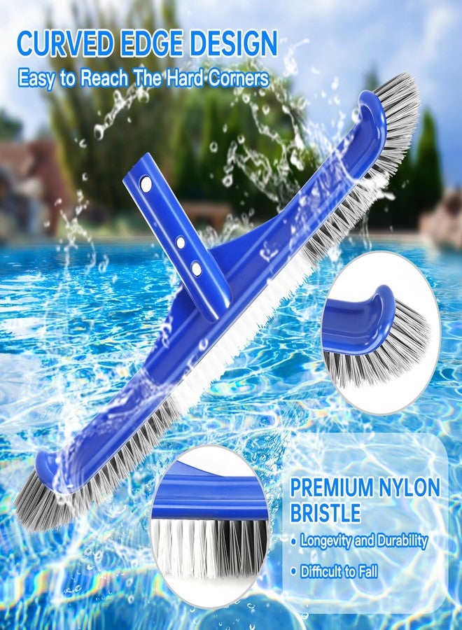 Unipool Pool Brush Head, 17.5" Pool Brushes for Cleaning Pool Walls, Curved Ends High-Efficiency Pool Scrub Brush,Premium Nylon Bristles Pool Brush with EZ Clip - Image 4