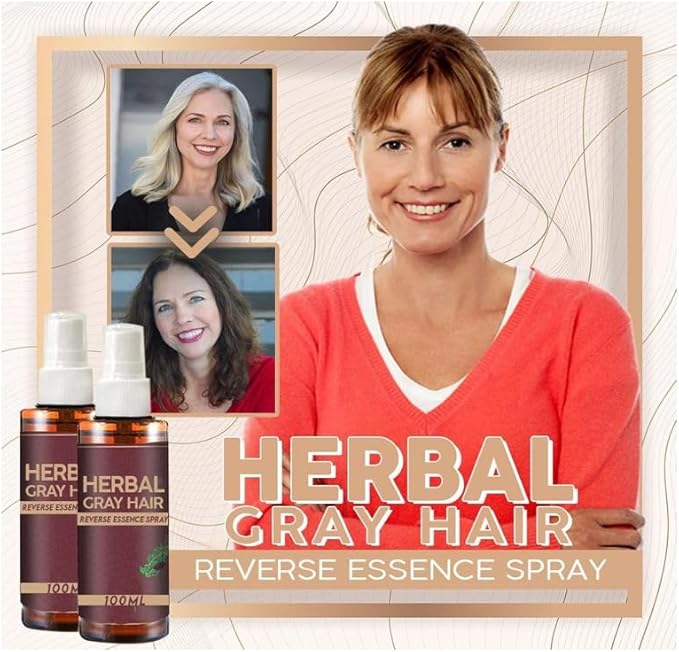 Herbal Gray Hair Reverse Essence Spray, Hairspray for Darkening and Reverse Grey Hair Darkening Conditioner, for Men and Women - Image 1