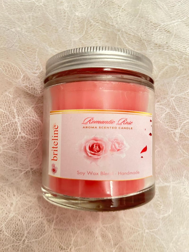Briteline Briteline Scented Soy Wax Candle 400 gm 3035 Hrs Luxury Aroma Therapy Votive Jar with 2 Aromatic Tea Lights Scented Candles for Home Decor Gift Set Fragrance Romantic Rose - Image 2