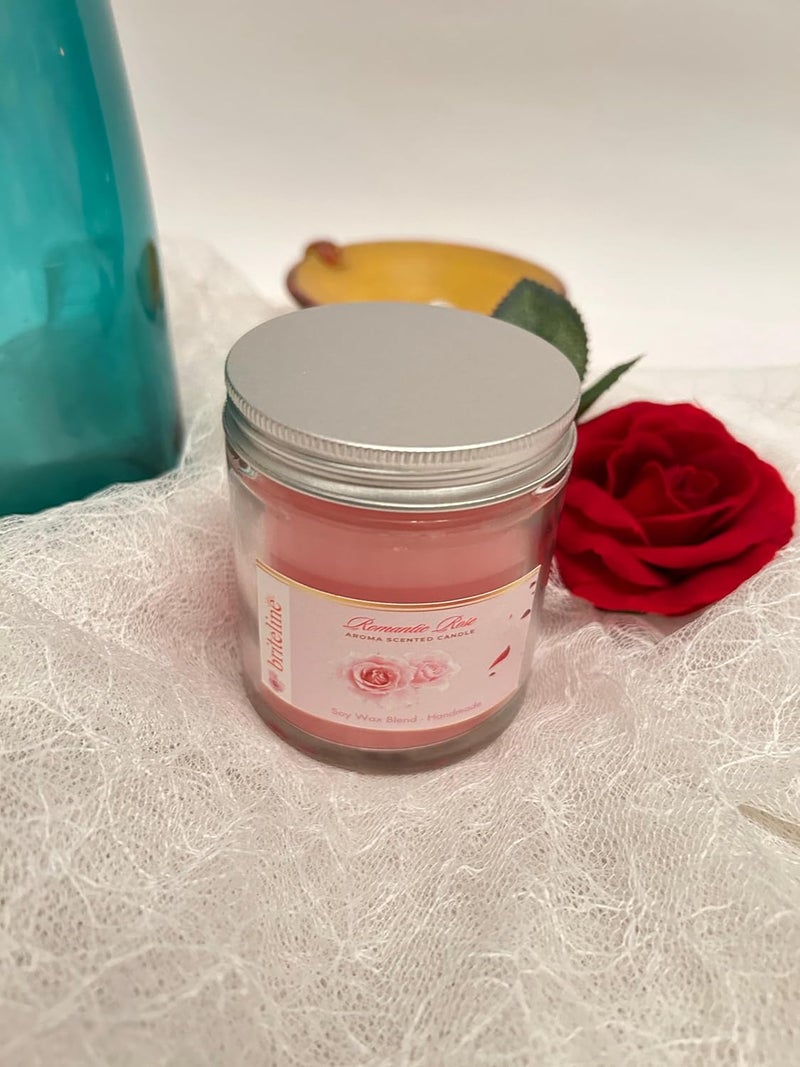 Briteline Briteline Scented Soy Wax Candle 400 gm 3035 Hrs Luxury Aroma Therapy Votive Jar with 2 Aromatic Tea Lights Scented Candles for Home Decor Gift Set Fragrance Romantic Rose - Image 3