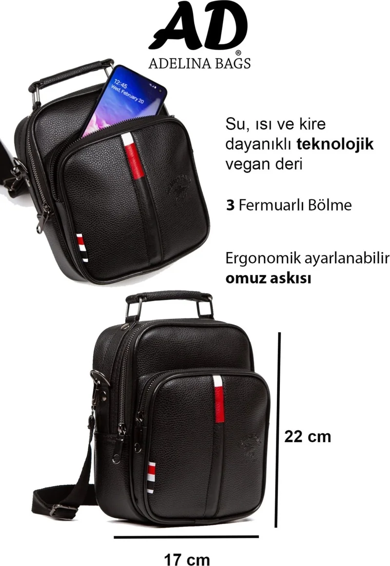 Adelina Bags Adelina Black Leather Hand and Shoulder Bag Travel Daily Cross Strap
