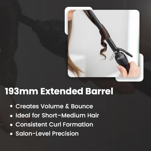 FOLELLO - Wave 10 - Curling Tong for Professionals, Salons and Home Use - Ergonomic Design & Comfortable Grip - Hair Curling, Styling - 10MM Barrel, Black - Image 2