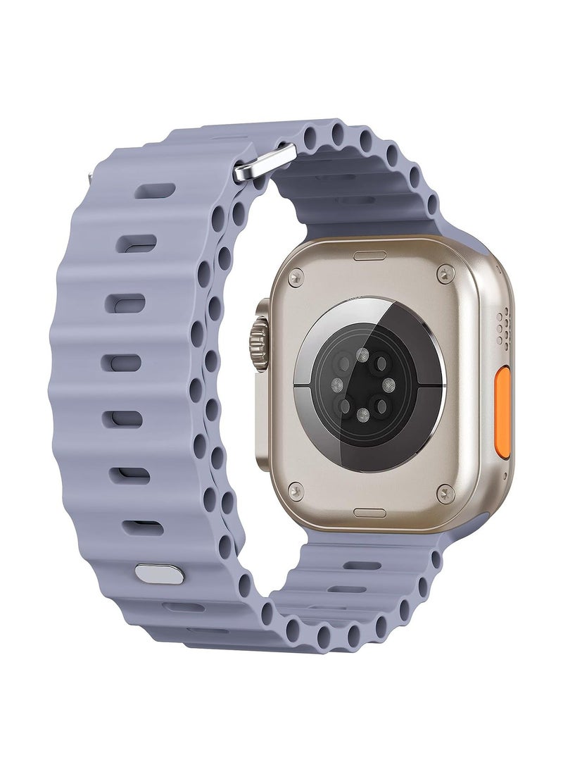 Color Fans - Soft Silicone Ocean Sports Strap Compatible Apple Watch Ultra 49mm 45mm 44mm 42mm for Men Women, Adjustible Watch Band for Apple Watch Ultra/SE/Series 9/8/7/6/5/4/3/2/1 - Lavender Gray - Image 1