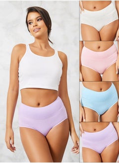 Pack of 4 - Cotton Wide Waistband Solid Shorts