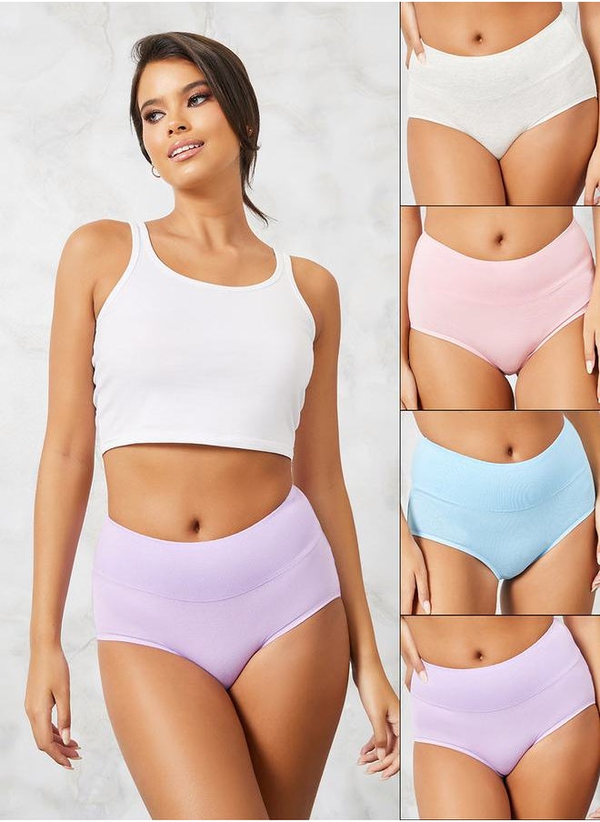 Styli - Pack of 4 - Cotton Wide Waistband Solid Shorts - Image 1