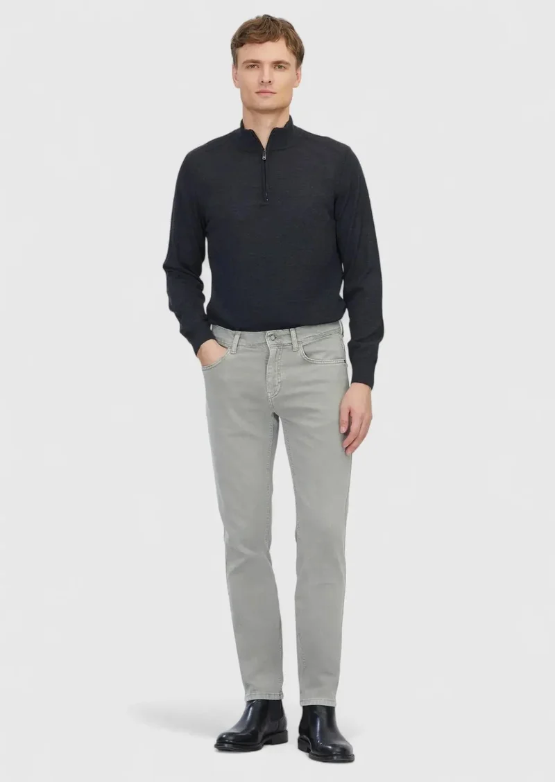 رامسي بنطال جينز أخضر فاتح بقصة ضيقة من مزيج القطن