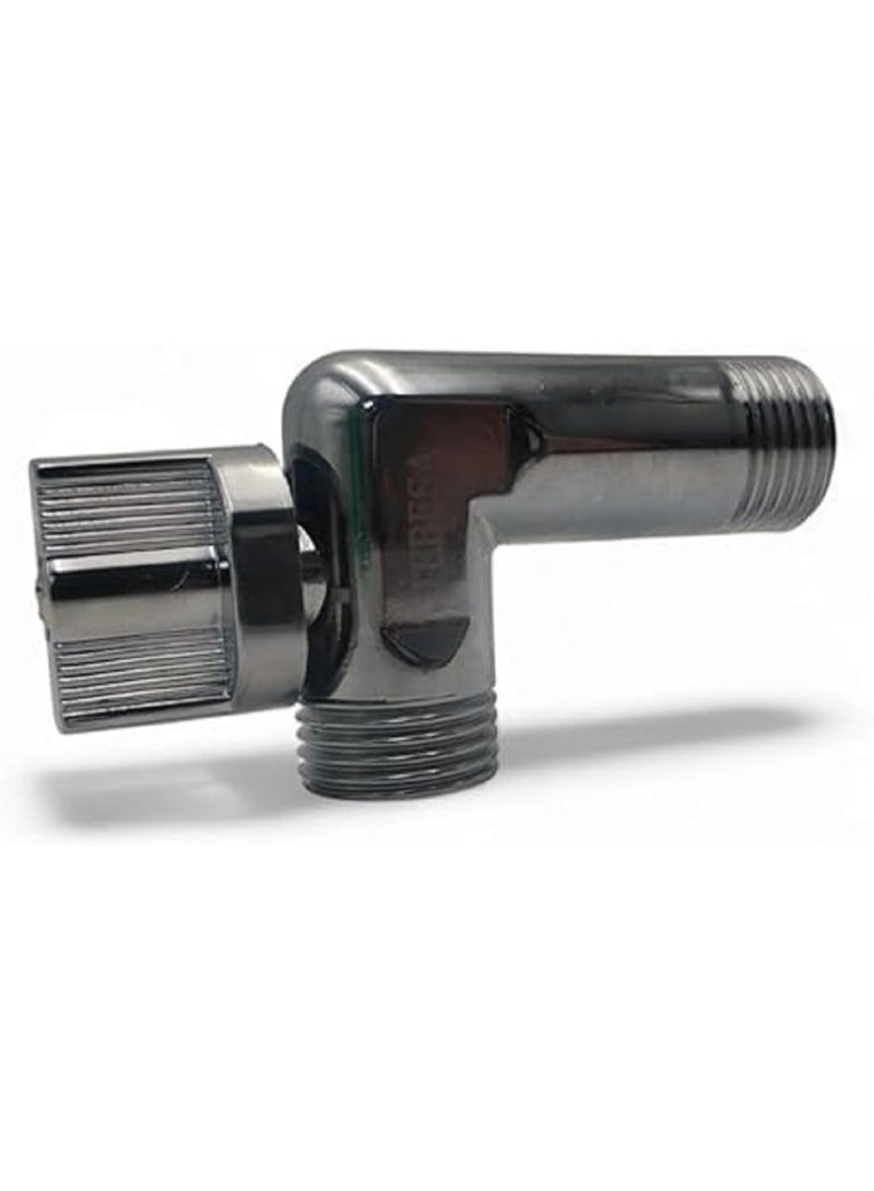 Chrome L-shaped angle valve – a practical control valve for regulating water flow with rust and leak resistance, ideal for use in bathrooms and kitchens. - Image 1