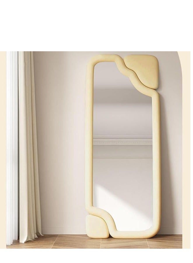Vparty Full-Length Rectangular Mirror, 60x160 cm – Floor and Wall Mirror with Flannel-Wrapped Wooden Frame, Large Decorative Mirror for Bedroom, Living Room, Entryway, Stylish Full Body Mirror, Modern Home Décor Mirror, Standing or Leaning Mirror, Elegant Floor Mirror  - Image 1