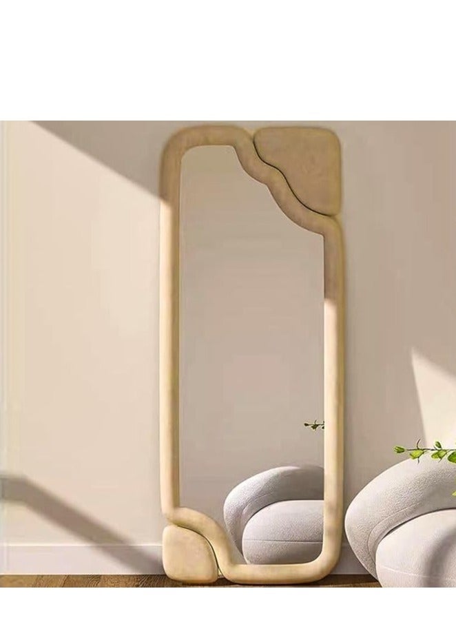 Vparty Full-Length Rectangular Mirror, 60x160 cm – Floor and Wall Mirror with Flannel-Wrapped Wooden Frame, Large Decorative Mirror for Bedroom, Living Room, Entryway, Stylish Full Body Mirror, Modern Home Décor Mirror, Standing or Leaning Mirror, Elegant Floor Mirror  - Image 4