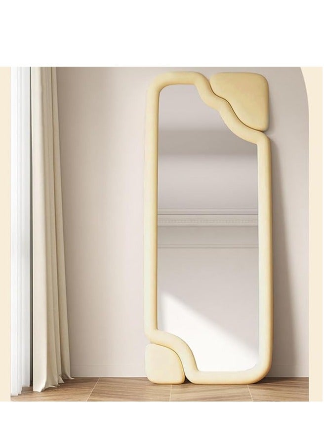 Vparty Full-Length Rectangular Mirror, 60x160 cm – Floor and Wall Mirror with Flannel-Wrapped Wooden Frame, Large Decorative Mirror for Bedroom, Living Room, Entryway, Stylish Full Body Mirror, Modern Home Décor Mirror, Standing or Leaning Mirror, Elegant Floor Mirror  - Image 2