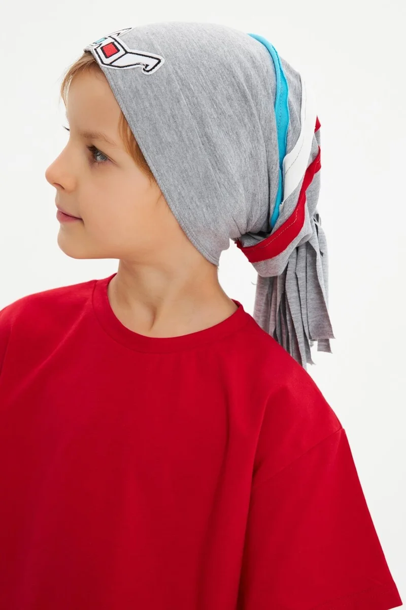 Babygiz Gray Baby Boy Colorful Striped Car Figured 4 Season Hat Beanie Soft 100% Cotton Combed Cotton