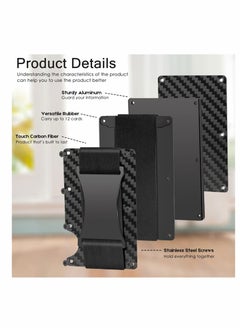 KASTWAVE Carbon Fiber Wallets for Men, RFID Money Clip Wallet for Men, Minimalist Aluminum Metal Wallet, Mens Wallet Carbon Fiber Card Holder (Black)  - Image 5