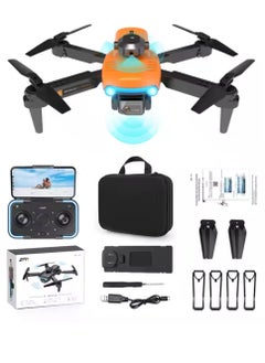 DIGI CORE ZFR F187 Mini Drone With 4-Sides Obstacle Avoidance RC Drone Multifunctional F187 Convenient Folding, App Control, Real Time Map, & Long Endurance With Carrying Case Orange  - Image 1
