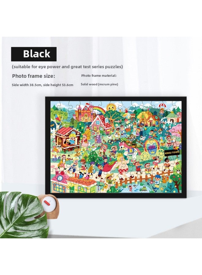 Solid Wood Photo Frame Mounted Creative Picture Frame Wall Hanging 500 Pieces 1000 Pieces Puzzle Special Picture Frame Wooden Exquisite Picture Frame-Color:Eye Test Puster Frame-Black  - Image 1