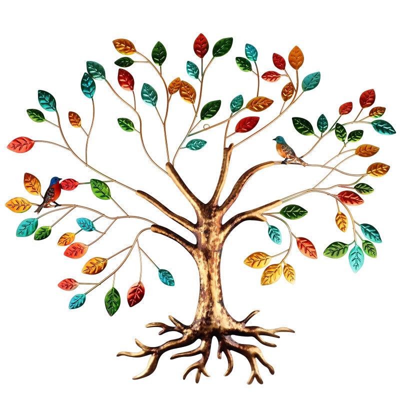 Fangoo Tree of Life Metal Wall Art Sculpture 22 x 26 inch Large Metal Tree of Life Wall Decor Wall Hanging Multi Colored Leaf Art for Living Room Bedroom Garden Porch Patio Office Home Wall Decor - Image 2
