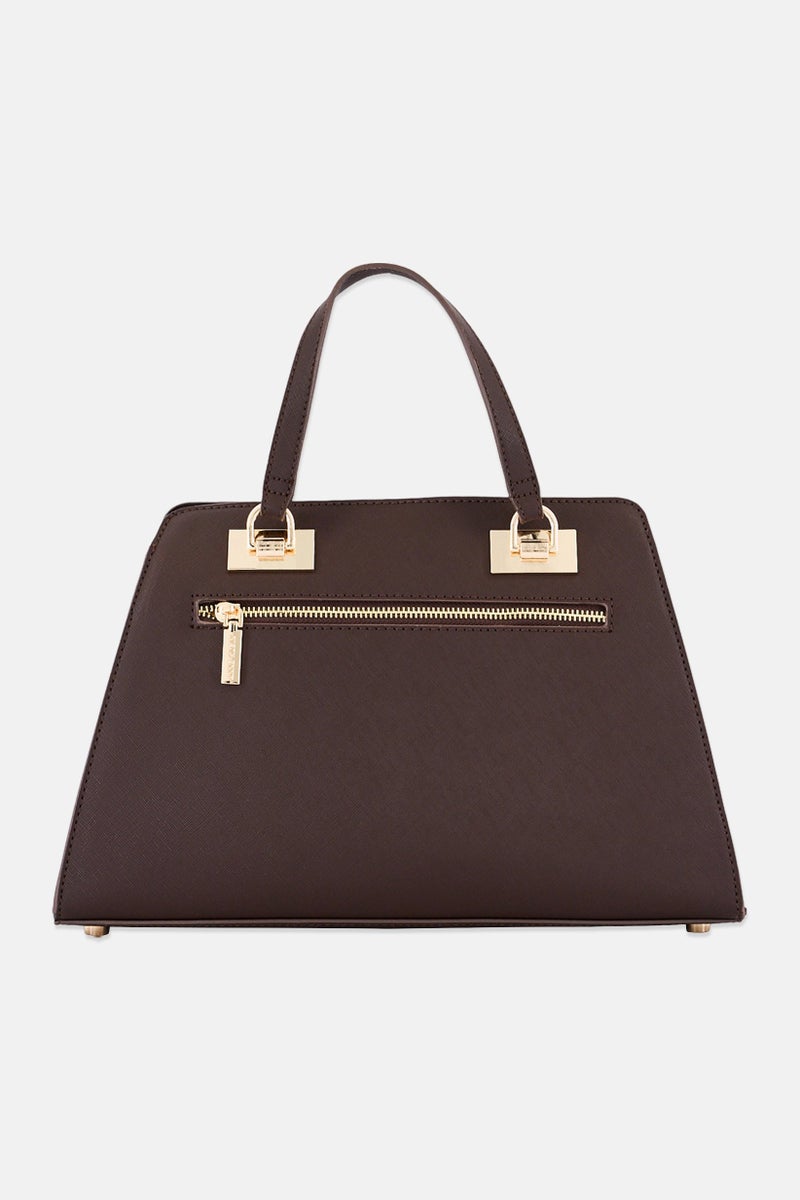 ANNE KLEIN Women Sandy Textured Satchel Bag with Coin Purse, Espresso - Image 4