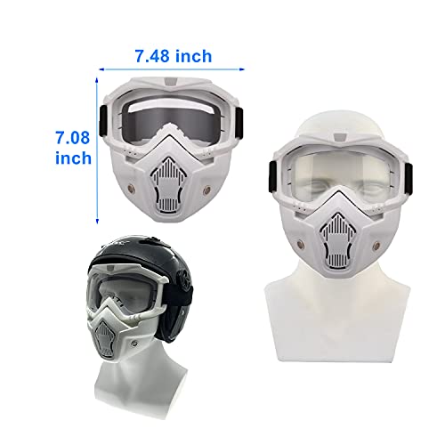LJDJ Motorcycle Goggles with Removable Face Mask - Dirt Bike ATV Motocross Eyewear Anti-UV Adjustable MX Riding Offroad Cycling Motorbike Protective Glasses Racing Combat Tactical Military Goggles - Image 2