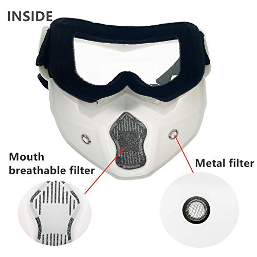 LJDJ Motorcycle Goggles with Removable Face Mask - Dirt Bike ATV Motocross Eyewear Anti-UV Adjustable MX Riding Offroad Cycling Motorbike Protective Glasses Racing Combat Tactical Military Goggles - Image 4