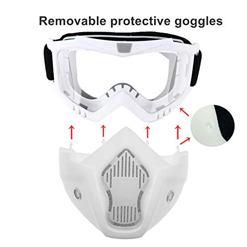 LJDJ Motorcycle Goggles with Removable Face Mask - Dirt Bike ATV Motocross Eyewear Anti-UV Adjustable MX Riding Offroad Cycling Motorbike Protective Glasses Racing Combat Tactical Military Goggles - Image 3