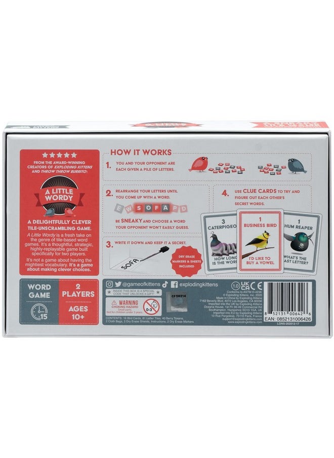 Exploding Kittens LLC A Little Wordy By Exploding Kittens - 2 Players - Ages 10+ - 15 Minutes To Play - Letter Tile Word Game - Couples Game, Date Night Game, Adult And Teen Board Game  - Image 5