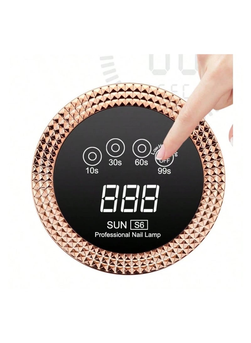 The Sun-S6 portable nail dryer with a UV LED lamp quickly dries gel nails; a 168W power tool. - Image 3