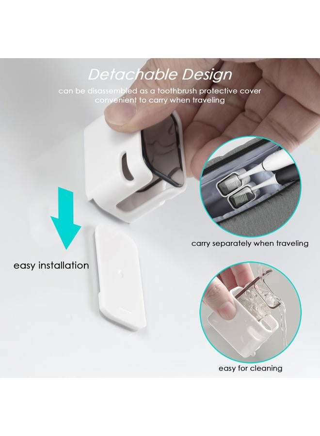 TASEVO 2PCS Toothbrush Holder Wall Mounted for Bathroom with Cover for Shower - with Toothpaste Clip - Single Slot Toothbrush Dispenser Storage Organizer for Travel with Detachable Design - Image 5