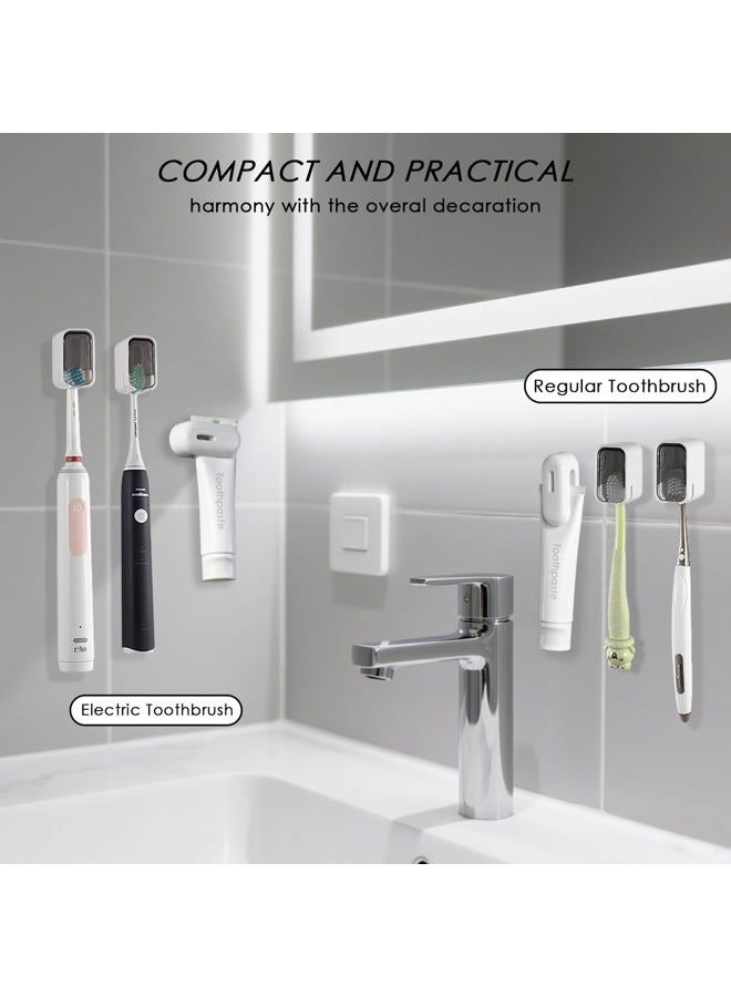 TASEVO 2PCS Toothbrush Holder Wall Mounted for Bathroom with Cover for Shower - with Toothpaste Clip - Single Slot Toothbrush Dispenser Storage Organizer for Travel with Detachable Design - Image 3