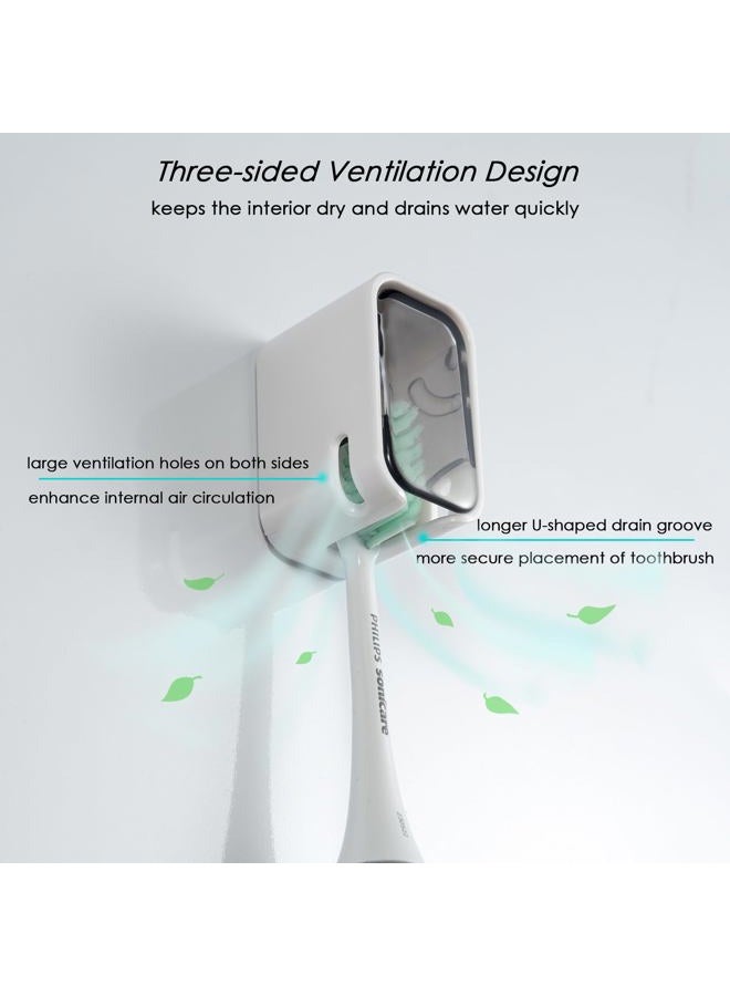 TASEVO 2PCS Toothbrush Holder Wall Mounted for Bathroom with Cover for Shower - with Toothpaste Clip - Single Slot Toothbrush Dispenser Storage Organizer for Travel with Detachable Design - Image 4