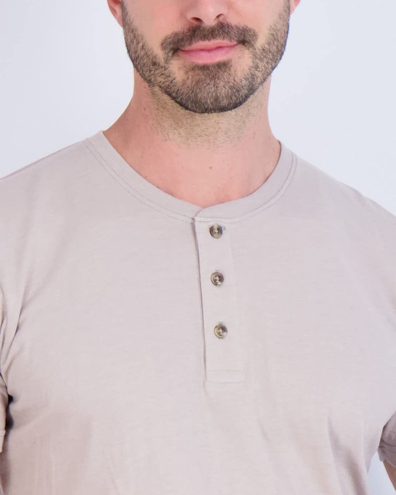 REALESSENTIALS Real Essentials 3 Pack: Men's Cotton Short Sleeve Henley T-Shirt - Casual Work Activewear Tee - Set 10, S - Image 4