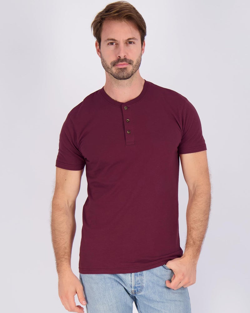 REALESSENTIALS Real Essentials 3 Pack: Men's Cotton Short Sleeve Henley T-Shirt - Casual Work Activewear Tee - Set 10, S - Image 3