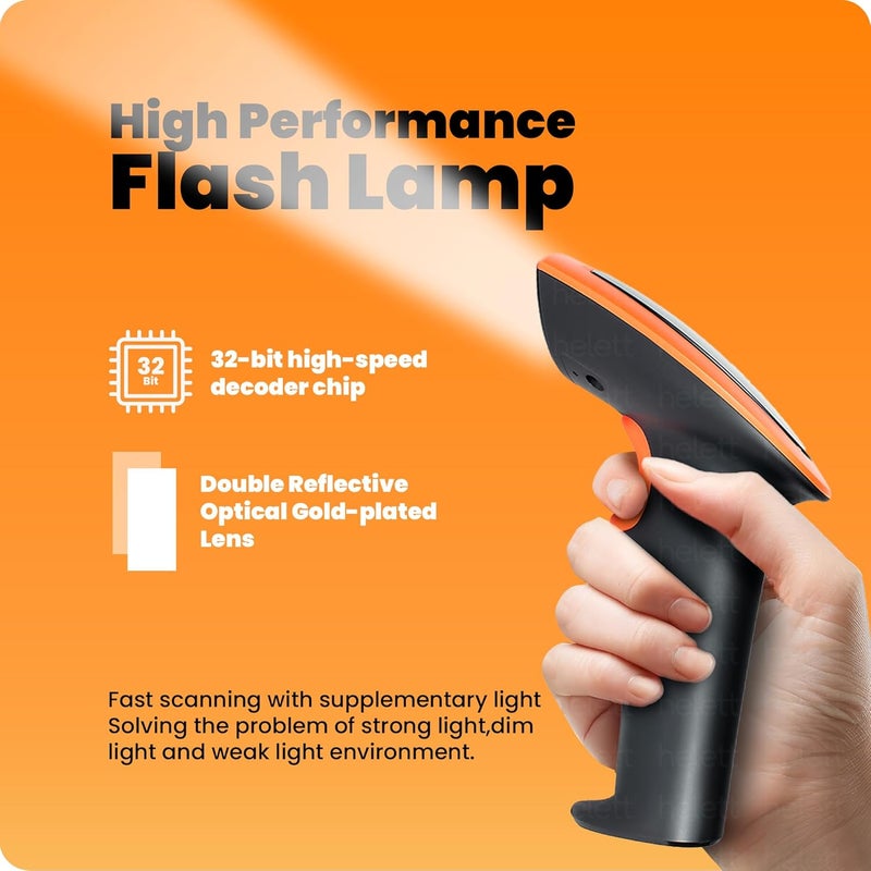 helett ® HT20pro ماسح ضوئي لاسلكي 2D&1D (بلوتوث + USB + 2.4 جيجاهرتز) لرموز الباركود (رمز الاستجابة السريعة) سلكي (Ctype) ببطارية مدمجة مسح استقرائي مع ضوء إضاءة مدمج | (ضمان سنة واحدة) - Image 2