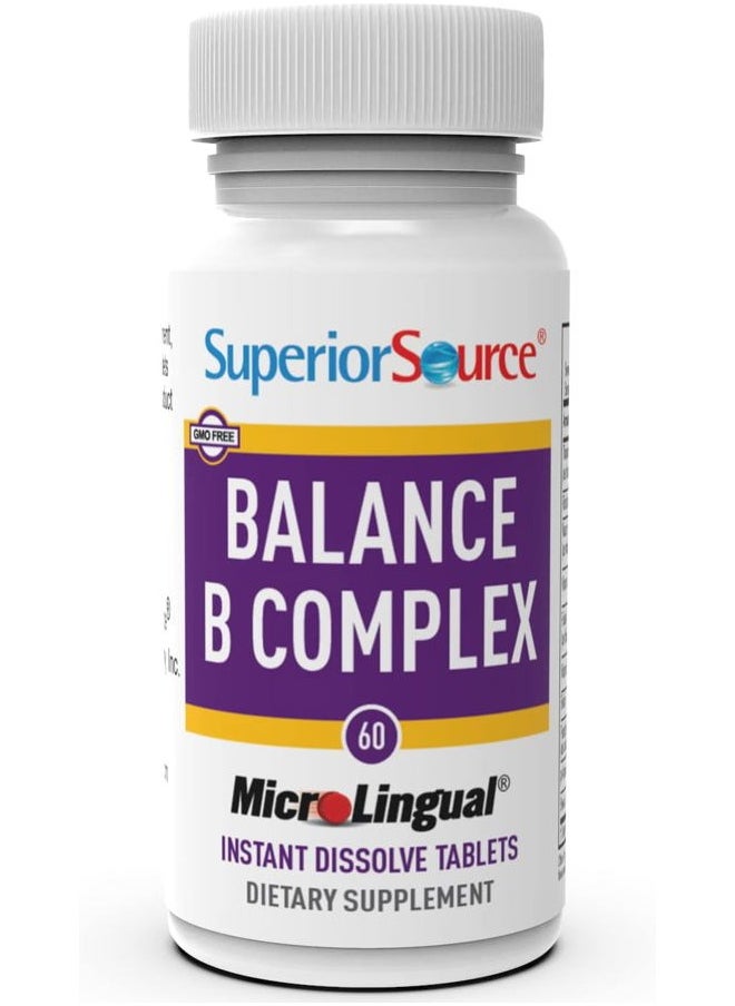 Superior Source Balance B Complex - Energy Support Supplement with Folic Acid & B Vitamins - Supports Heart & Muscle Health - B Vitamin Supplement Aids Immune Health - 60 Instant Dissolve Tablets  - Image 3