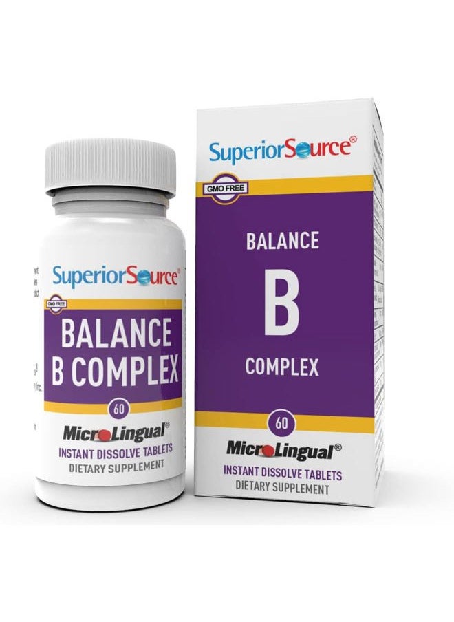Superior Source Balance B Complex - Energy Support Supplement with Folic Acid & B Vitamins - Supports Heart & Muscle Health - B Vitamin Supplement Aids Immune Health - 60 Instant Dissolve Tablets  - Image 1