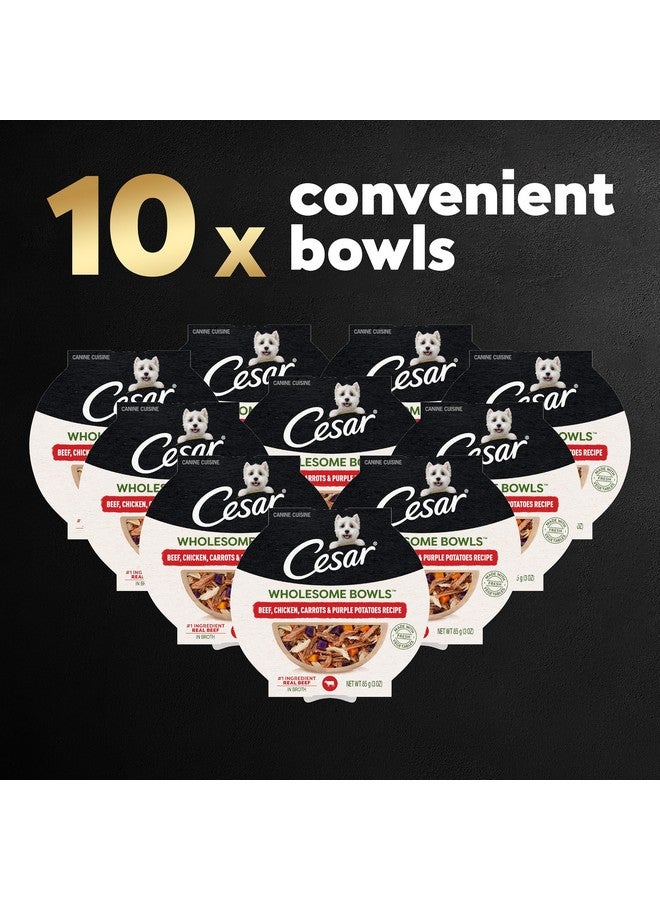 CESAR WHOLESOME BOWLS Adult Wet Dog Food, Beef, Chicken, Purple Potatoes & Carrots, 3 oz., Pack of 10 - Image 2