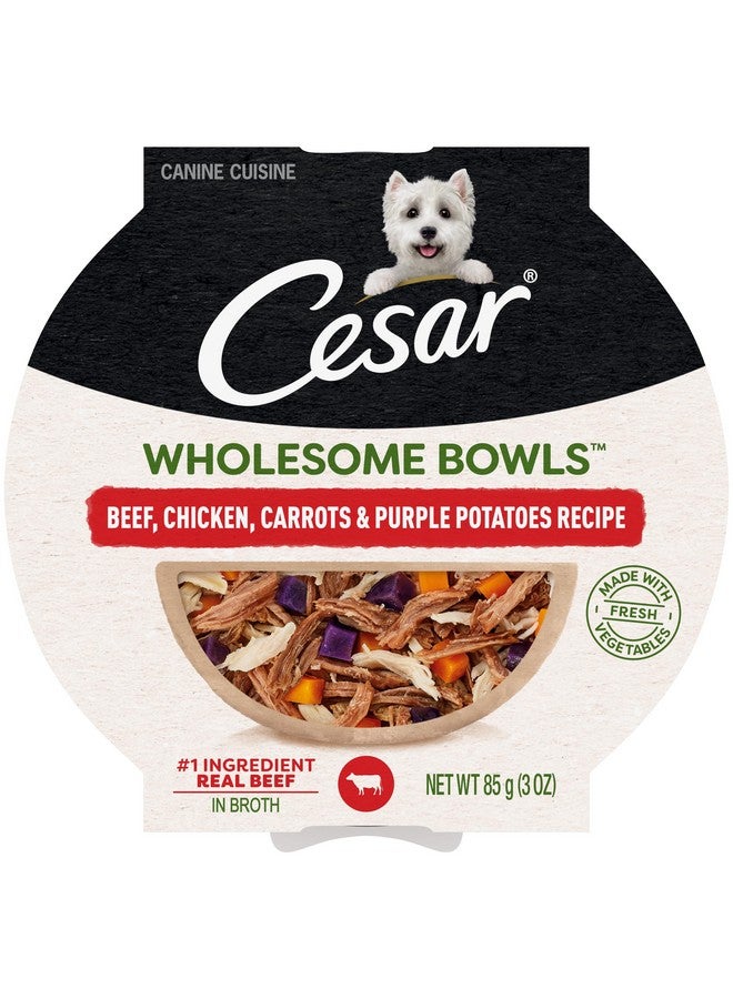 CESAR WHOLESOME BOWLS Adult Wet Dog Food, Beef, Chicken, Purple Potatoes & Carrots, 3 oz., Pack of 10 - Image 1