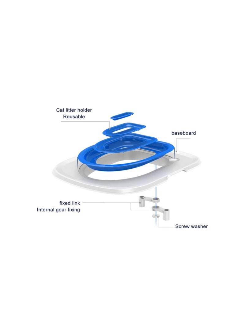 Generic - Cat Toilet Training Kit, Reusable Puppy Cat Litter Mat Kitty Urinal Seat Toilet Trainer, Strong Bearing Capacity Home Urinal Seat Potty for Puppy & Small Pet (White Tray, 1 Blue Inner Support) - Image 1