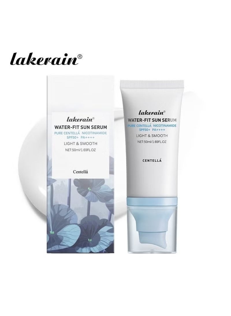 lakerain Sunscreen SPF 50, Hyalu Cica Water-Fit Sun Serum, Face Sun Screen Long-Lasting Protection, Cen-tella Madagascar Sunscreen, NO White Cast - Dry Oily Skincare (Blue 1) - Image 1
