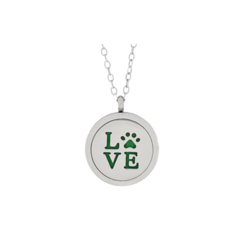 Simply Essential Solutions Aromatherapy Essential Oil Diffuser Stainless Steel 30MM Silver Magnetic Locket Pendant 2 Sizes Chain Necklace, Refill Pads & Diffuser Bracelet in a Velvet Bag (pawlove) - Image 1