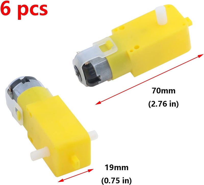 Antrader Gear Motor Dual Shaft 3-6V TT Motor for Smart Car Robot - Pack of 6 - Image 3