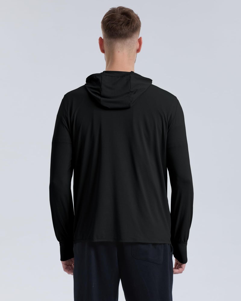 Locachy Men's UPF 50+ Sun Protection Outdoor Lightweight Full Zip Hoodie Jacket Long Sleeve Fishing Hiking Performance Shirt Black XXL - Image 2