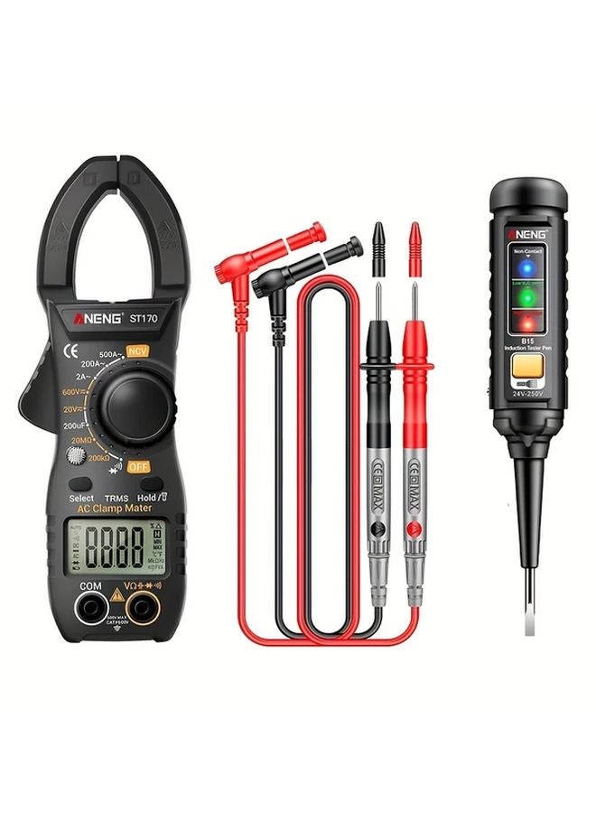 متر المشبك الرقمي الأسود 2000 عدادة - جهاز قياس متعدد - اختبار التيار المتردد والتيار المستمر والجهد - Image 1