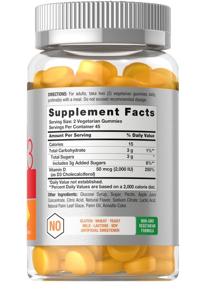 Horbaach Horbäach Vitamin D3 2000iu Gummies | 90 Count | Vegetarian | Pineapple Flavor | 50 mcg | Non-GMO, Gluten Free Vitamin D Supplement  - Image 2