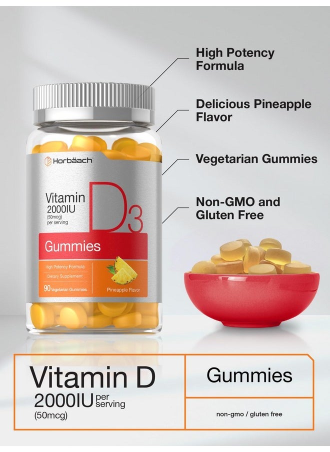 Horbaach Horbäach Vitamin D3 2000iu Gummies | 90 Count | Vegetarian | Pineapple Flavor | 50 mcg | Non-GMO, Gluten Free Vitamin D Supplement  - Image 4