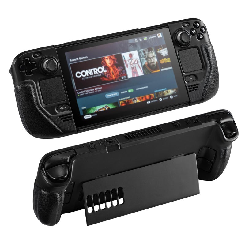 UYIYE Steam Deck OLED Case with Ergonomic Grip Kickstand Shockproof Protective Cover Compatible with Steam Deck OLED LCD 20222023 AntiSlip Slim Fit Shell with Heat Dissipation Black - Image 2