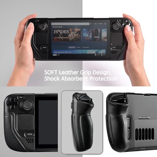 UYIYE Steam Deck OLED Case with Ergonomic Grip Kickstand Shockproof Protective Cover Compatible with Steam Deck OLED LCD 20222023 AntiSlip Slim Fit Shell with Heat Dissipation Black - Image 3
