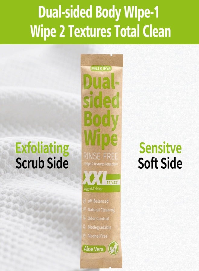 MS.DORYA XXL Body Wipes for Adults Bathing No Rinse - 12" x 12" Dual-sided Shower Wipes for Men & Women, Aloe Vera Biodegradable Large Body Cleansing Wipes,Individually Wrapped 20 Pack, Travel Essentials - Image 2