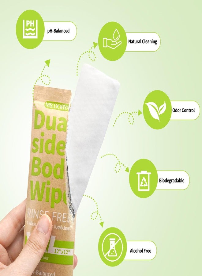 MS.DORYA XXL Body Wipes for Adults Bathing No Rinse - 12" x 12" Dual-sided Shower Wipes for Men & Women, Aloe Vera Biodegradable Large Body Cleansing Wipes,Individually Wrapped 20 Pack, Travel Essentials - Image 5