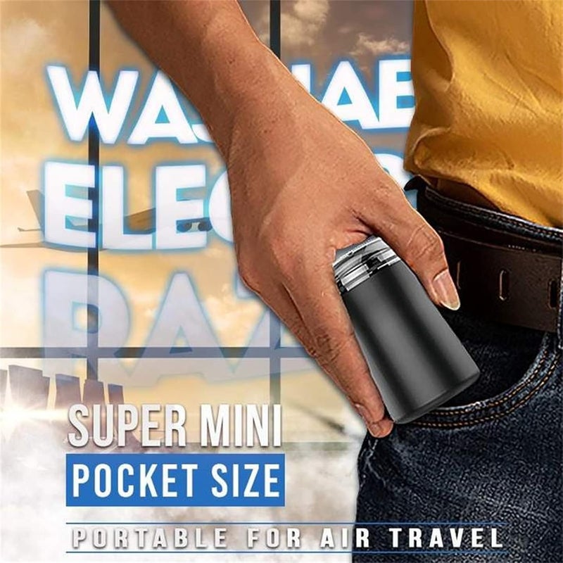 comfrt Pocket Size Washable Electric Razor, Mini Rechargeable Waterproof Razor, Type-C USB Shaver Trimmer, Mini Shavers for Men, Portable Automatic Razor, Gift for a Boyfriend, Husband, Father (Green) - Image 3