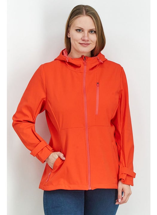 Women Plain Soft Shell Jacket, Red