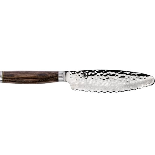 Shun Premier 6" Ultimate Utility Knife, Handcrafted Japanese Knife, VG-MAX Core with Damascus Stainless Steel Cladding, Pakkawood Handle, Precision and Sharpness for Professional and Home Chefs - Image 1